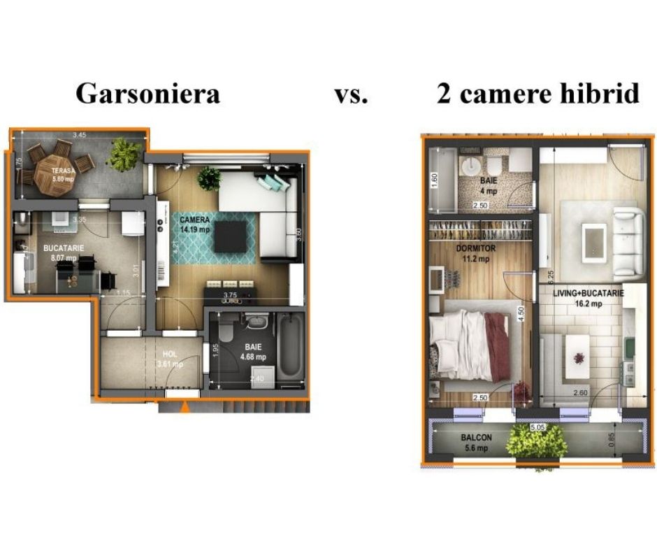 Two-room hybrid apartment in Sibiu or studio in Sibiu?